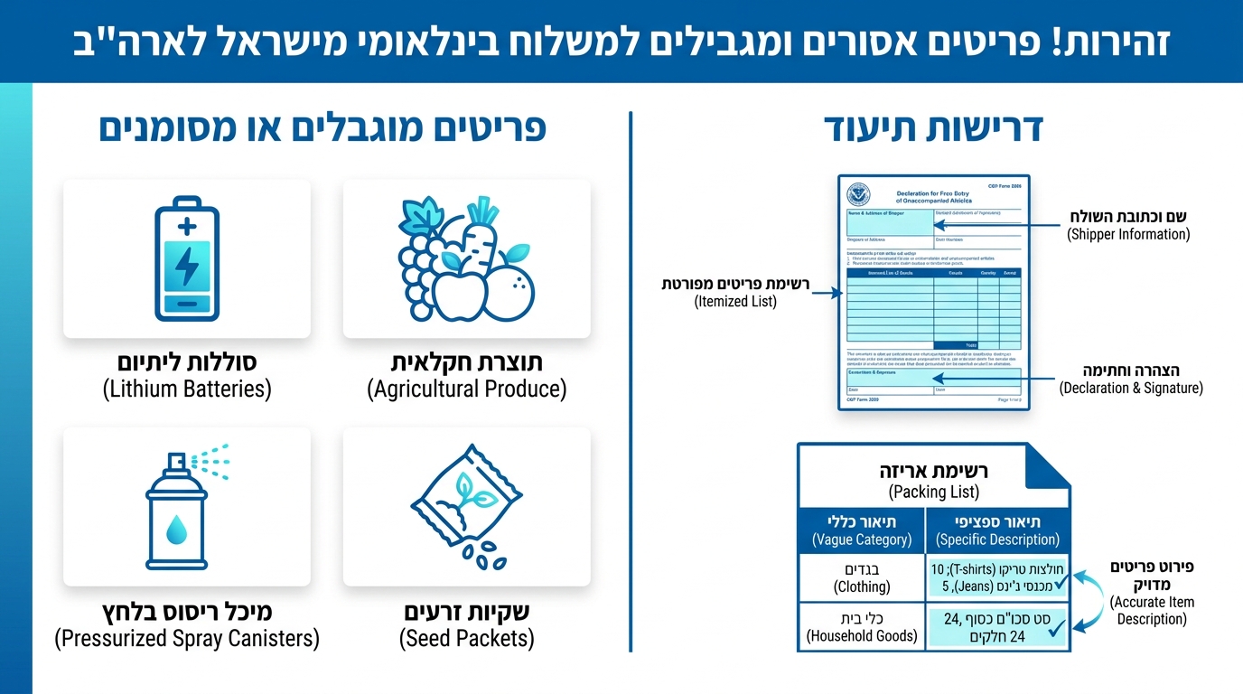 מה מותר ומה אסור לשלוח לארה״ב - הגבלות המכס האמריקאי על תכולת דירה
