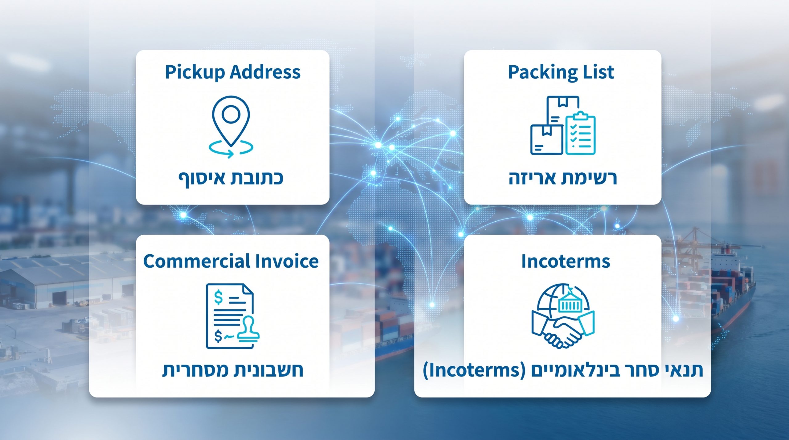 רשימת מסמכים ונתונים להכנה לפני בקשת הצעת מחיר לשילוח אווירי