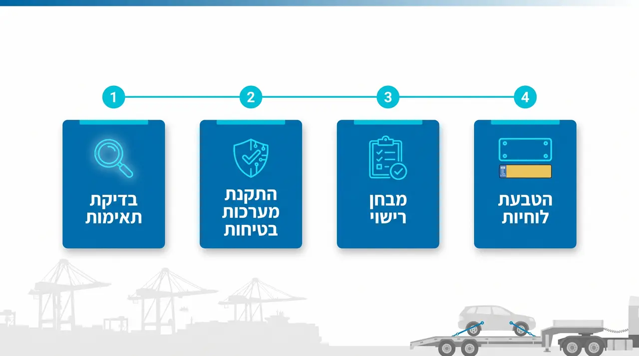 שלבי רישוי רכב מיובא בישראל, מבדיקת תקינה ועד הטבעת לוחיות