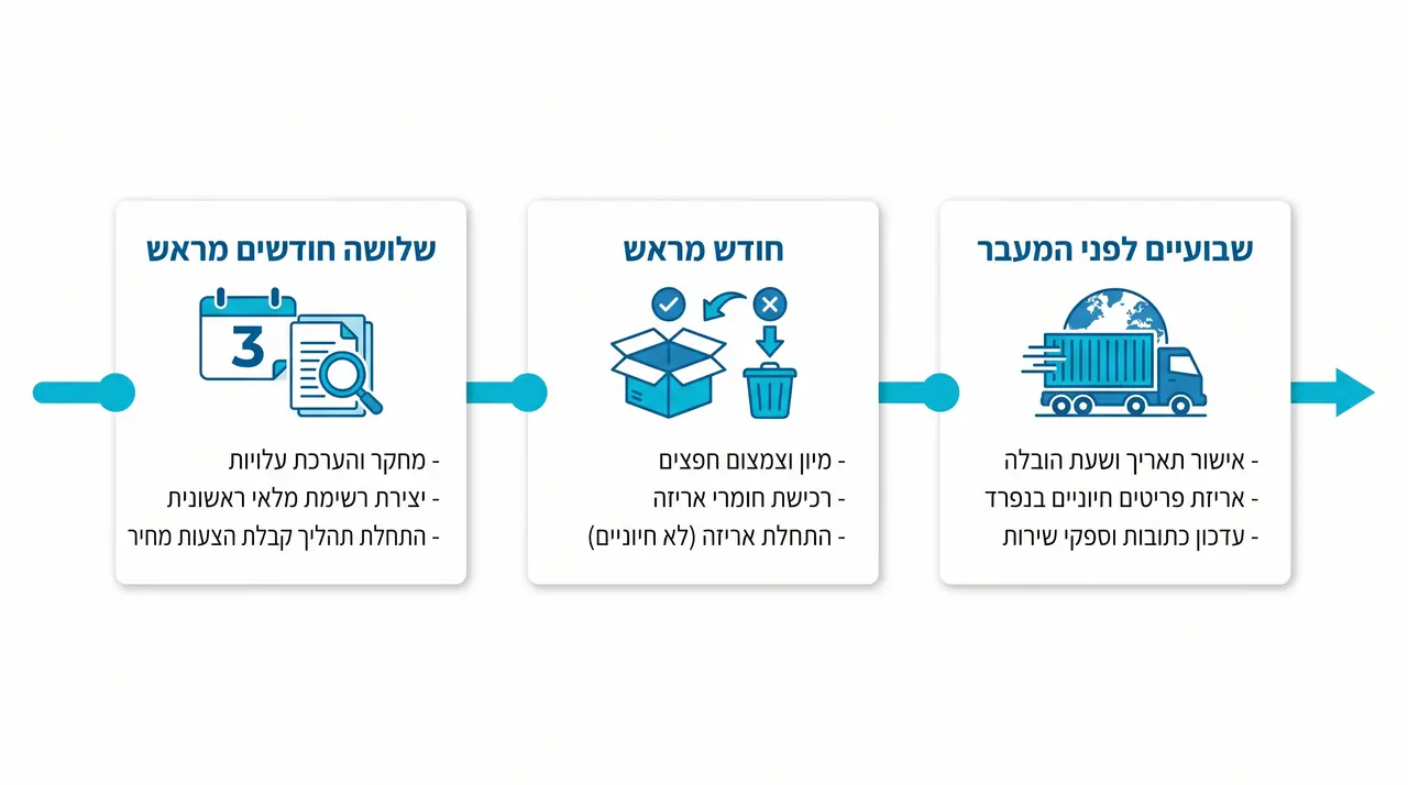 לוח זמנים לתכנון רילוקיישן מראש משלושה חודשים לפני הטיסה